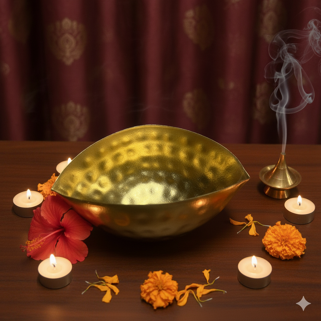 boat hammered urli 5.2 inch