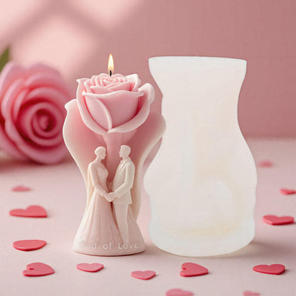 wedding couple rose candle mold