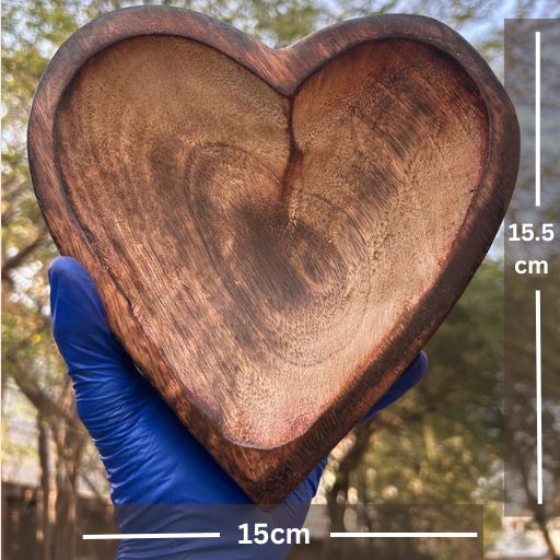 wooden candle heart bowl